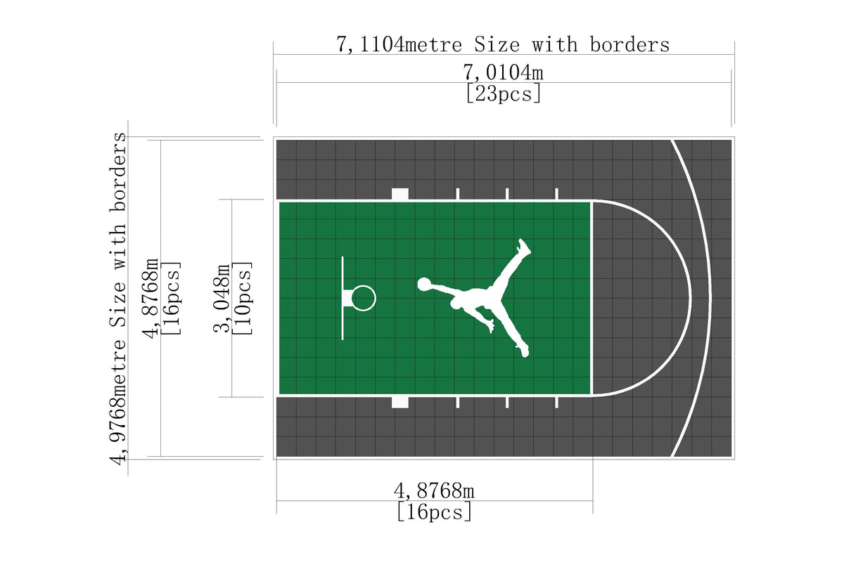 Home Courts Australia 5m x 7m Backyard Basketball Court – Green Key | Dark Grey Outer | White Jordan Logo