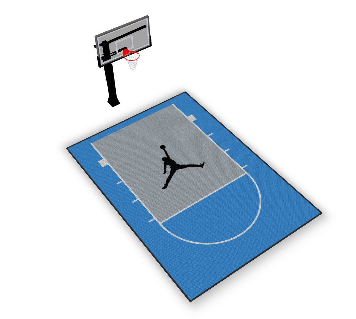 Home Courts Australia – 5m × 7m Custom Basketball Court | Sky Blue Outer / Light Grey Key / Black Jumpman Logo