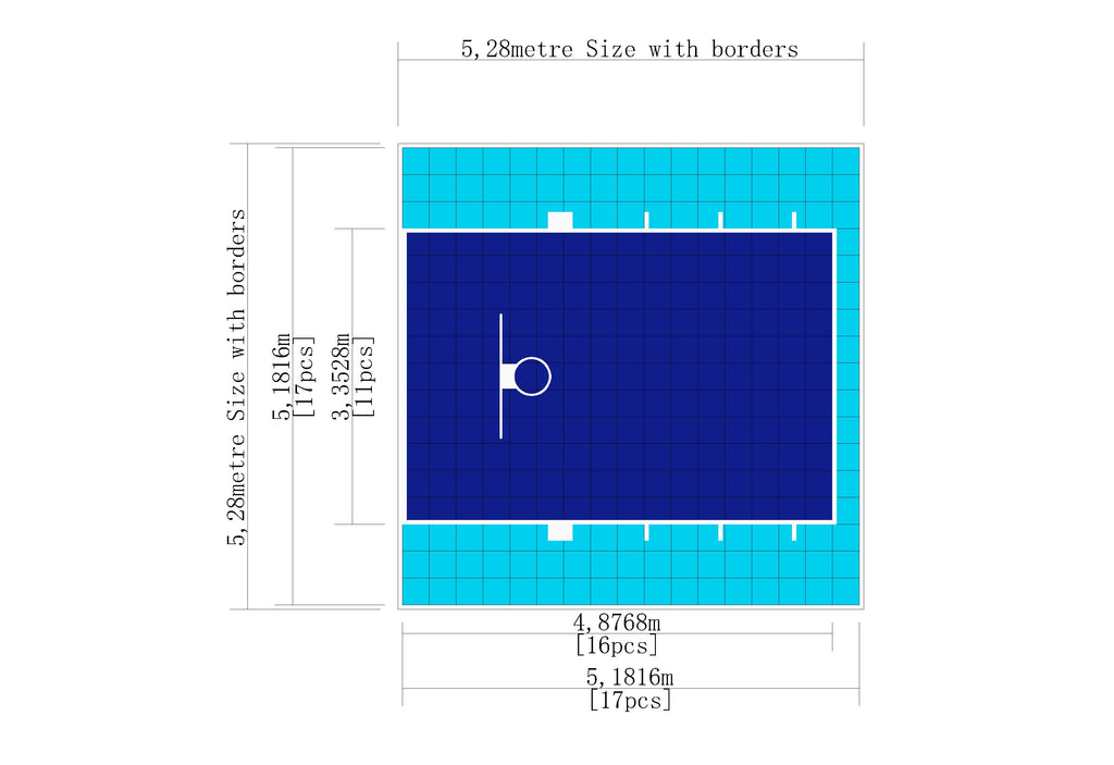 Home Courts Australia – 5.28m x 5.28m Basketball Court (Blue Key / Sky Blue Outer / White Lines)